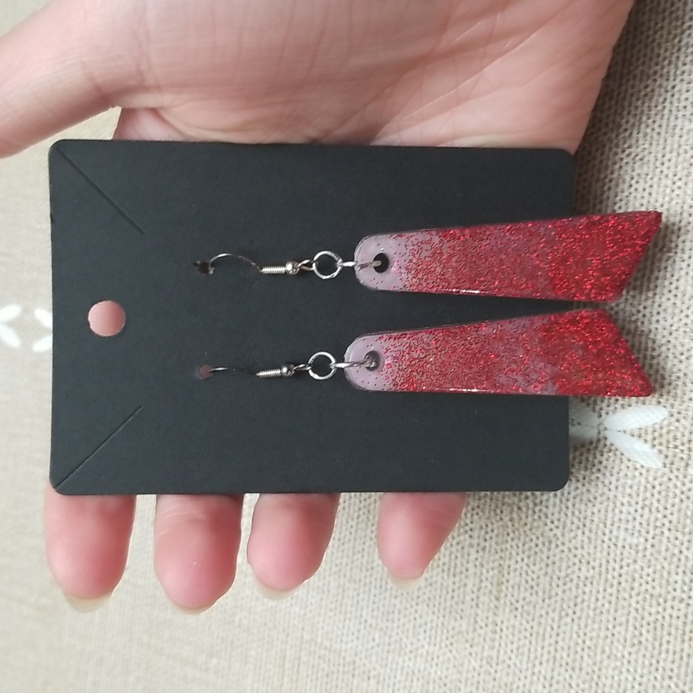 Handmade Resin Earrings Sparkly Red
